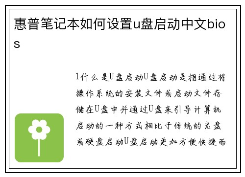 惠普笔记本如何设置u盘启动中文bios