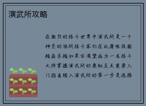 演武所攻略